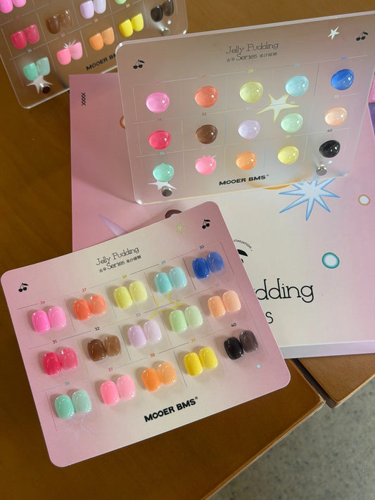 Fruit Juice swatch cards: 15 candy-bright jelly shades