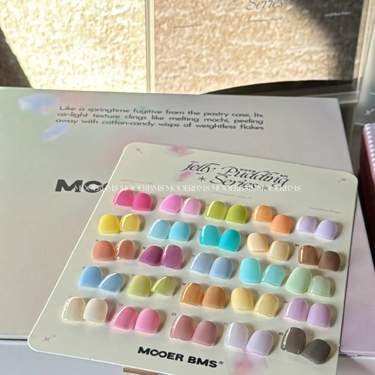 Swatch card of all 25 Milk Jelly shades