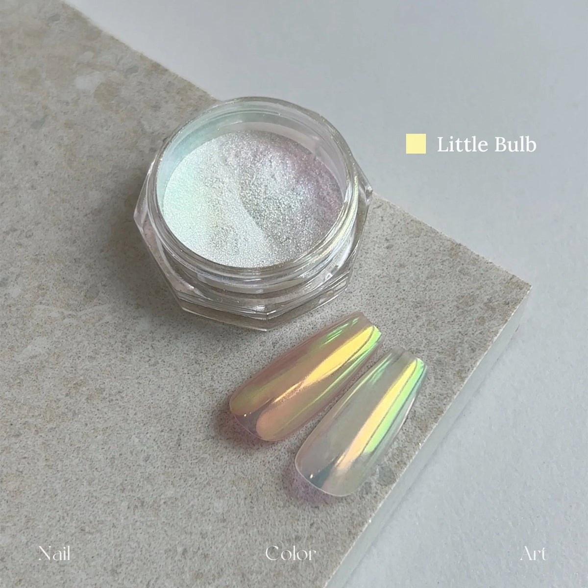 YHH Moonlight Silk Powder in Little Bulb: jar and swatch tips