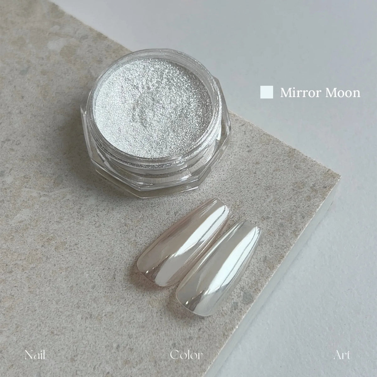 YHH Moonlight Silk Powder in Mirror Moon: jar and swatch tips