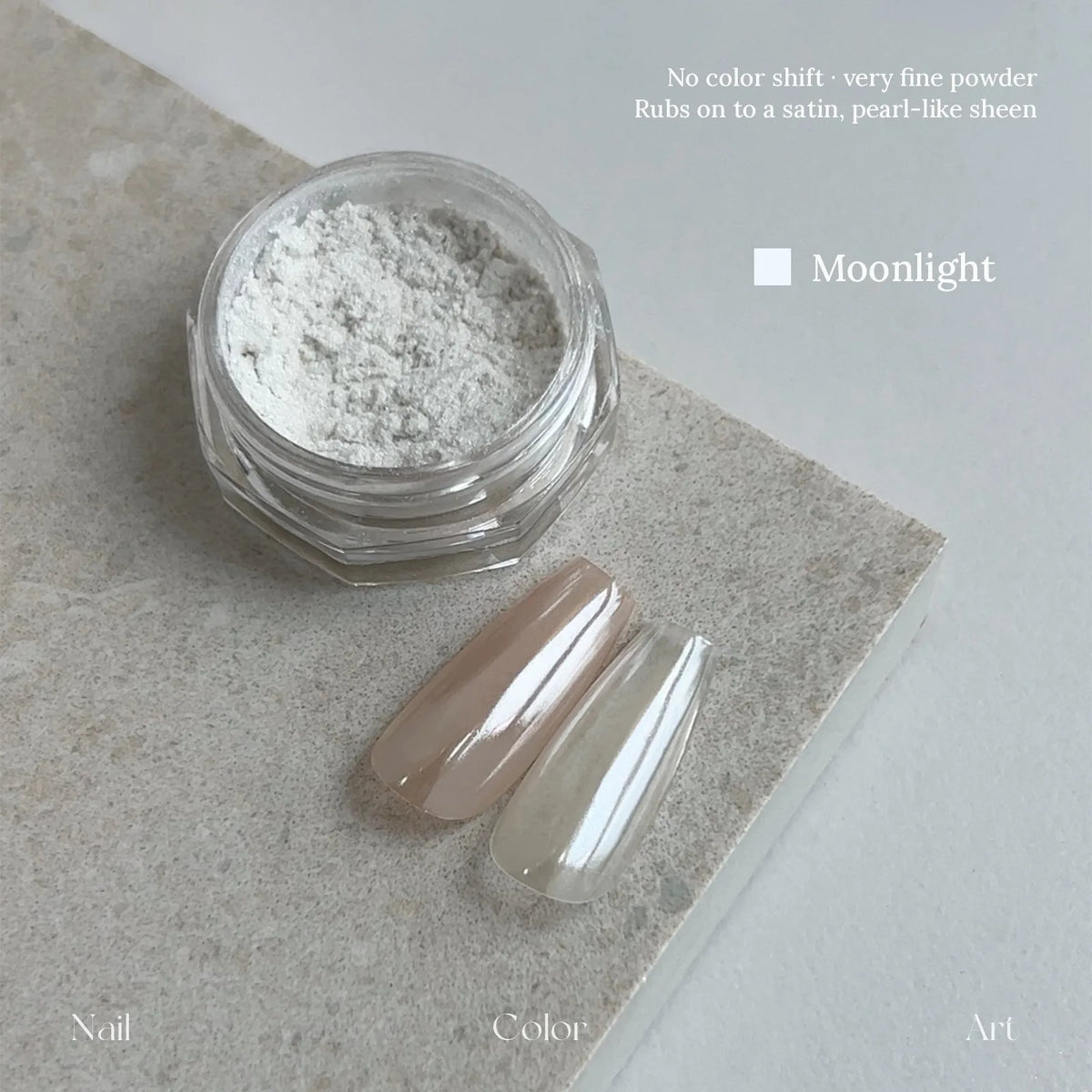 YHH Moonlight Silk Powder in Moonlight: jar and swatch tips