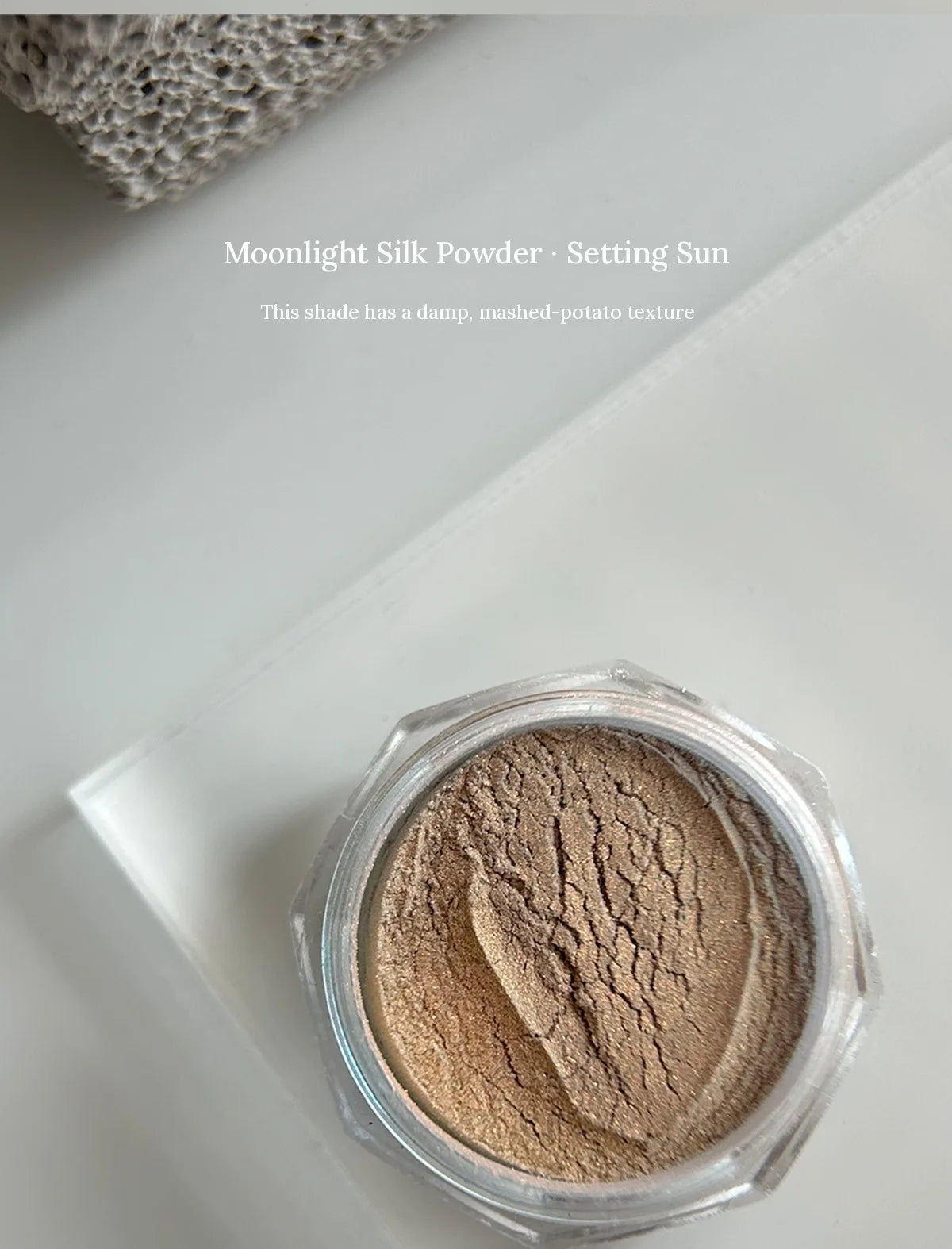 Setting Sun close-up: damp, mashed-potato powder texture