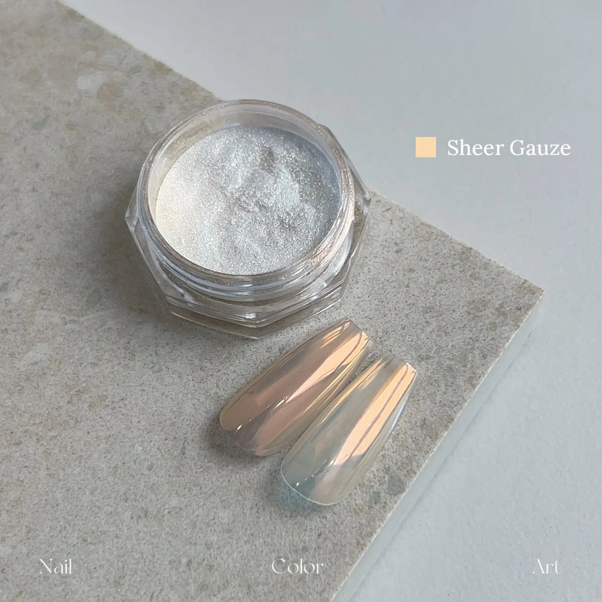 YHH Moonlight Silk Powder in Sheer Gauze: jar and swatch tips