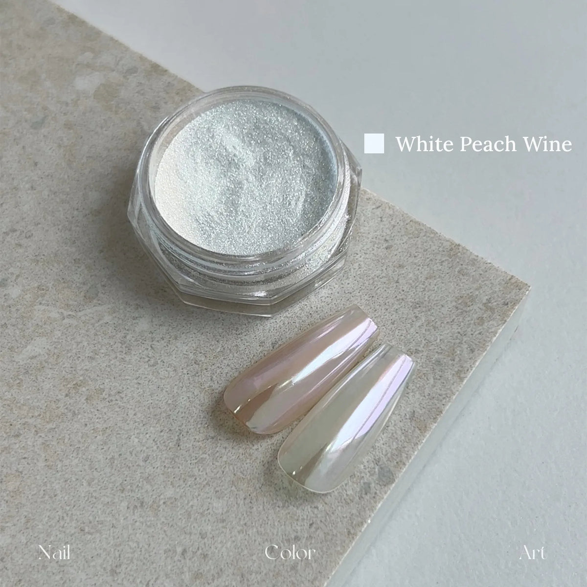 YHH Moonlight Silk Powder in White Peach Wine: jar and swatch tips