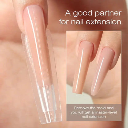 MR NAIL clear dual form over a long sculpted gel extension