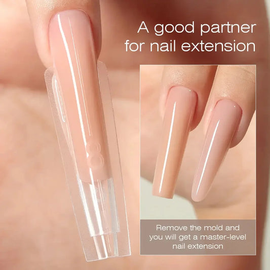 MR NAIL clear dual form over a long sculpted gel extension