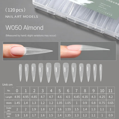 MR NAIL W050 almond positioning form, 120 pcs, size chart