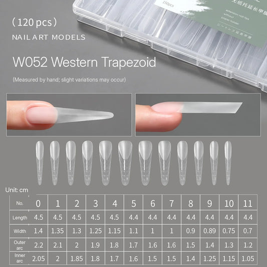 MR NAIL W052 western trapezoid positioning form, 120 pcs, size chart