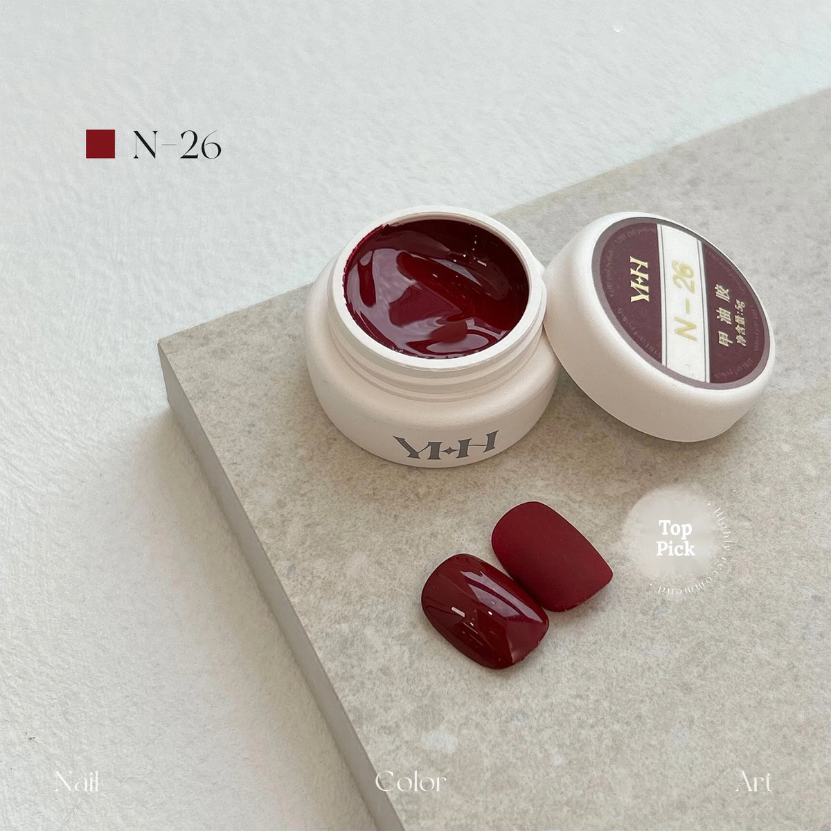 YHH N Series 3.0 gel color N26: jar and swatch tips