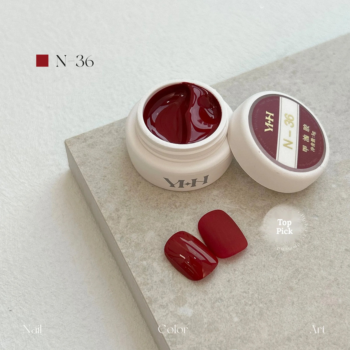 YHH N Series 3.0 gel color N36: jar and swatch tips