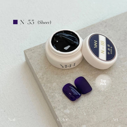 YHH N Series 3.0 gel color N55 (sheer): jar and swatch tips