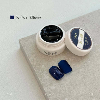YHH N Series 3.0 gel color N65 (sheer): jar and swatch tips