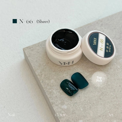 YHH N Series 3.0 gel color N66 (sheer): jar and swatch tips