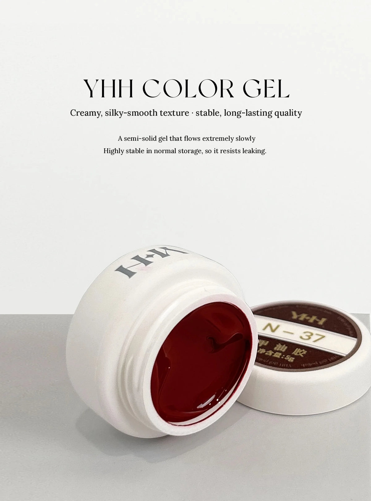 Semi-solid, creamy gel in an open N-37 jar