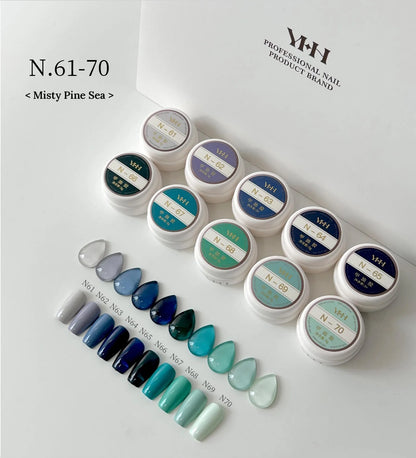 YHH N Series N61–N70 Misty Pine Sea: grays, steel blues, teals and mint