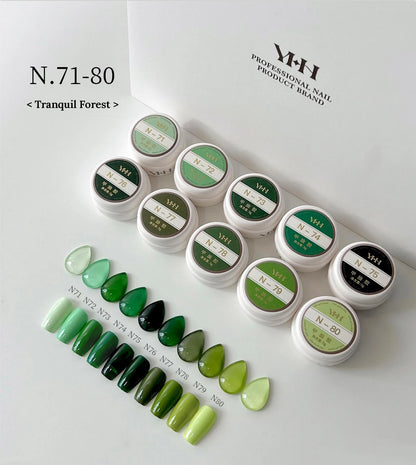 YHH N Series N71–N80 Tranquil Forest: mint, emerald, olive and lime greens