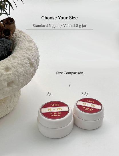 Size comparison: standard 5 g jar and value 2.5 g jar