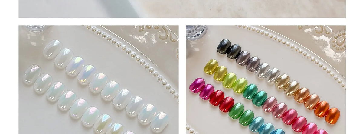Aurora pearly swatch tips and Magic Mirror colored swatch tips
