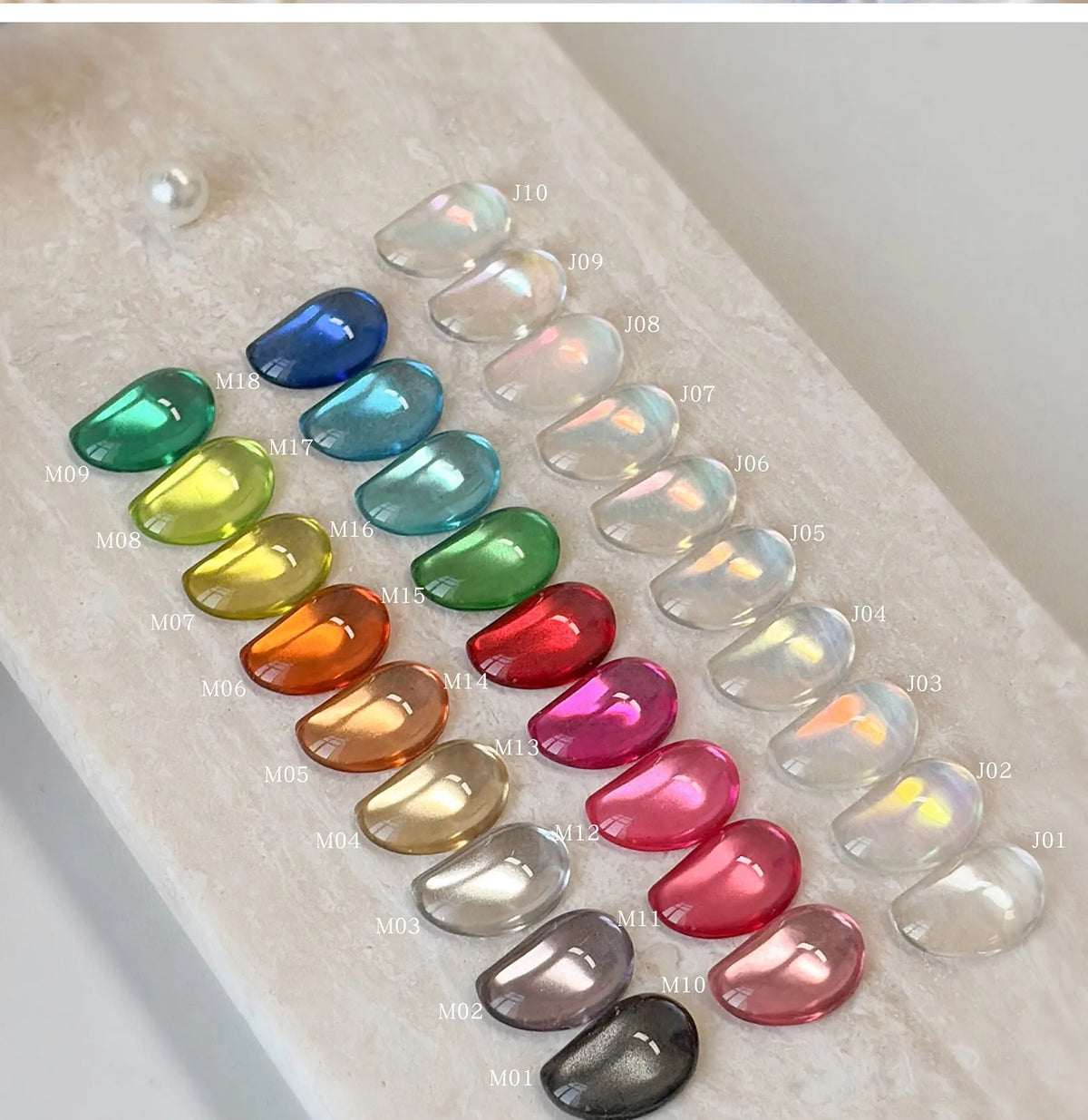 Magic Mirror and Aurora swatches labeled M01–M18 and J01–J10
