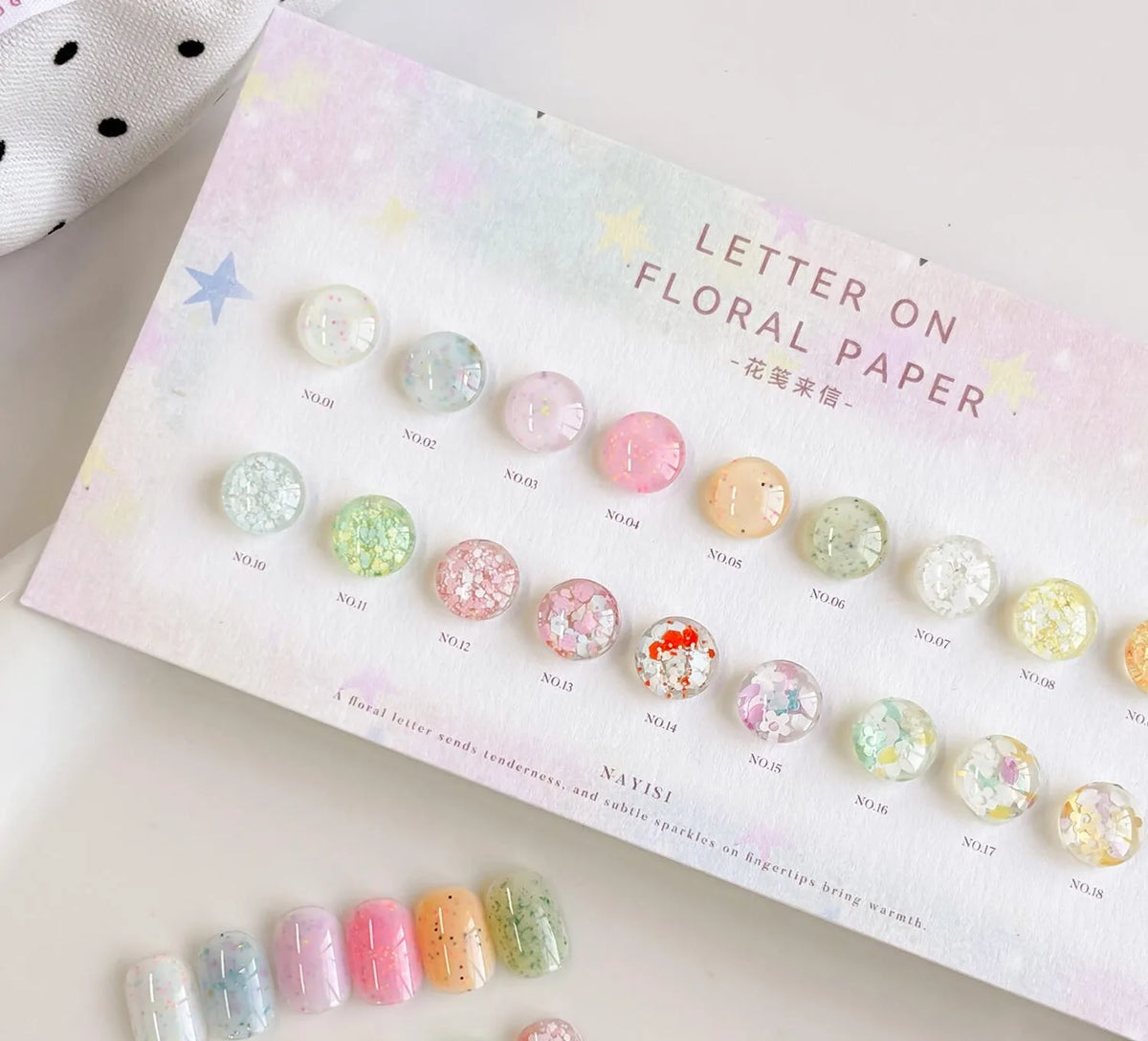 Flower Note Letter "Letter on Floral Paper" swatch card