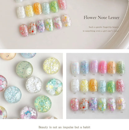 Flower Note Letter swatch tips and flower-flake swatch drops