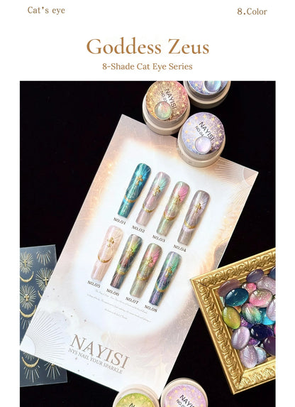 Goddess Zeus 8-shade cat eye series nail tips and jars