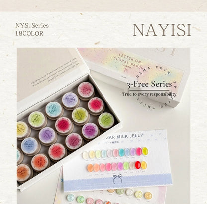 NAYISI 18-color jelly gel set box, 3-free series