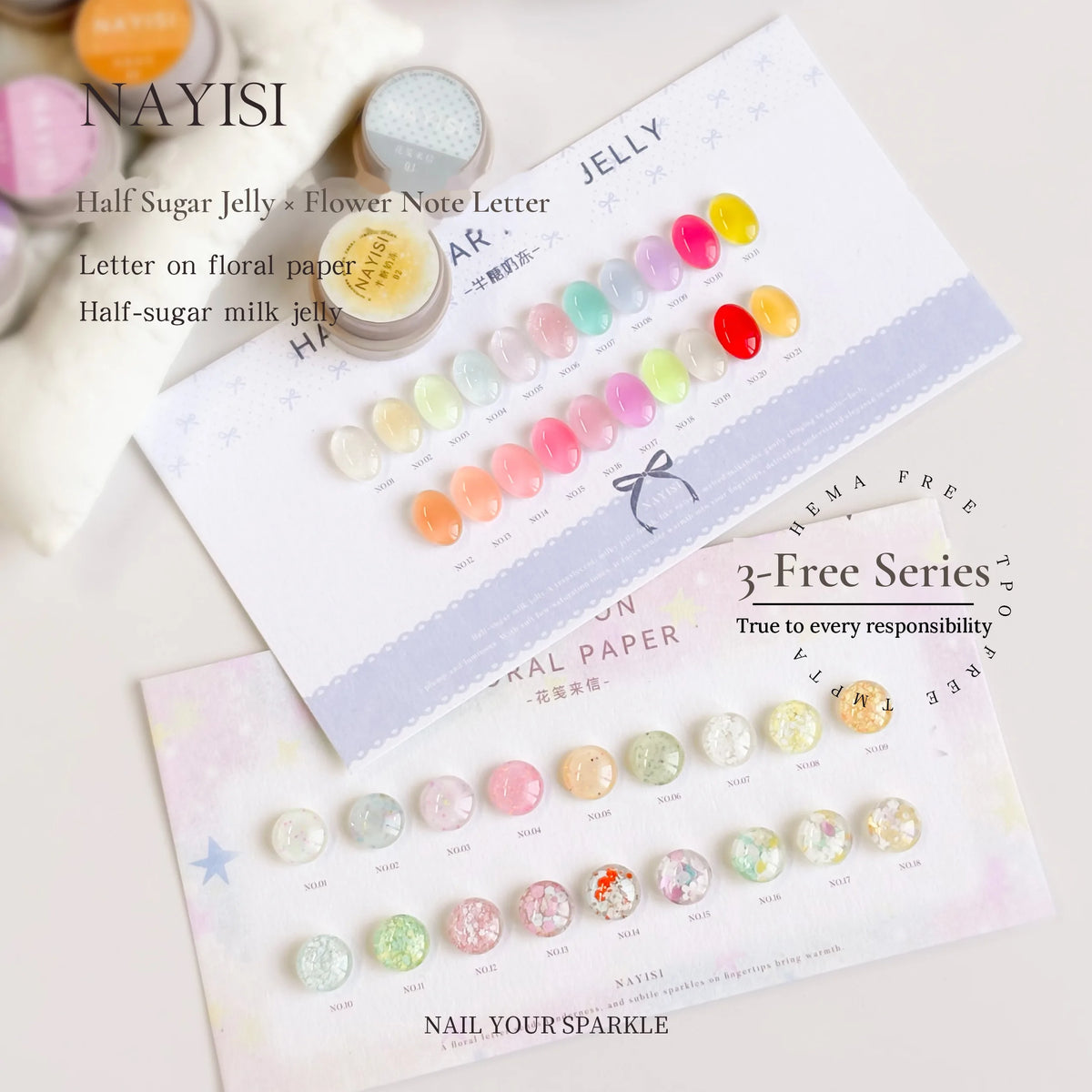 NAYISI Half Sugar Jelly and Flower Note Letter swatch cards