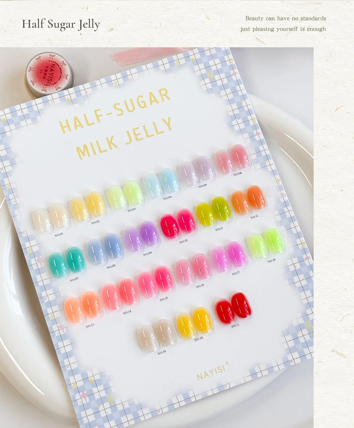 Half Sugar Jelly display board with all 18 shades