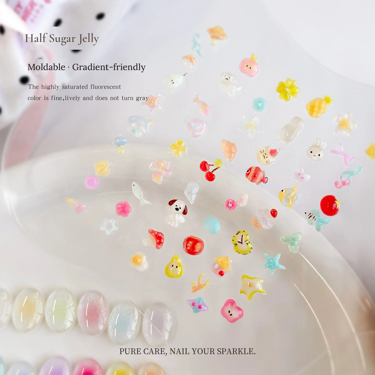 Half Sugar Jelly molded 3D charms and gradient swatches