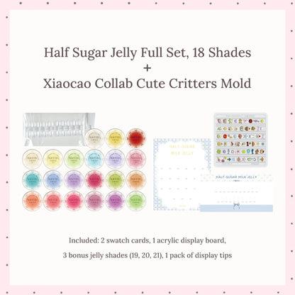 Half Sugar Jelly 18-color set plus the Xiaocao collab Cute Critters silicone mold