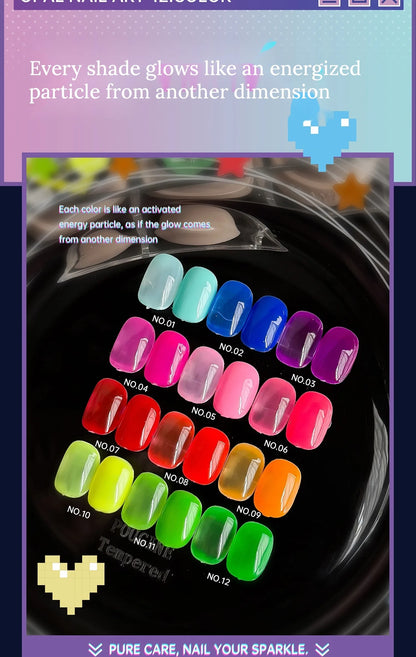 Neon jelly swatch tips NO.01–NO.12