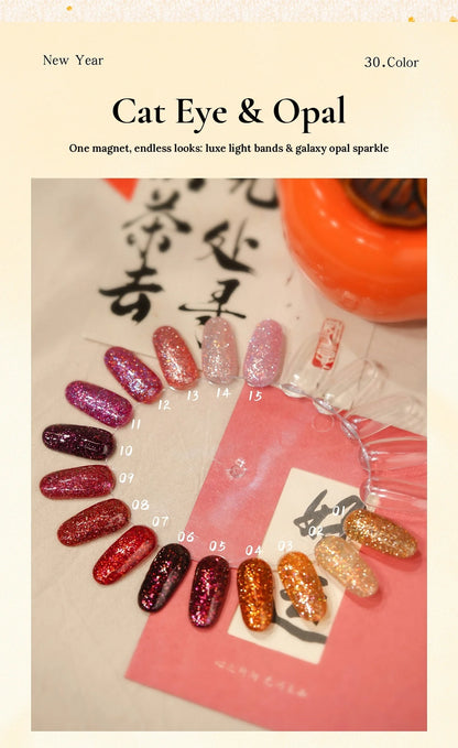 Riches and Treasures 3.0 glitter shades 01-15 arranged in a ring