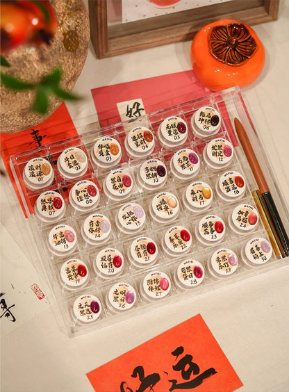 Acrylic storage case holding all 30 jars