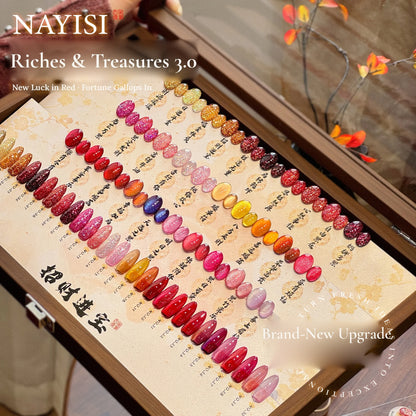 NAYISI Riches and Treasures 3.0 swatch box showing all 30 cat eye and glitter shades