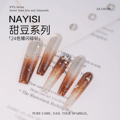 NAYISI 24-Color Sweet Bean Crushed Diamond Gel Bottle Series Set photo 4