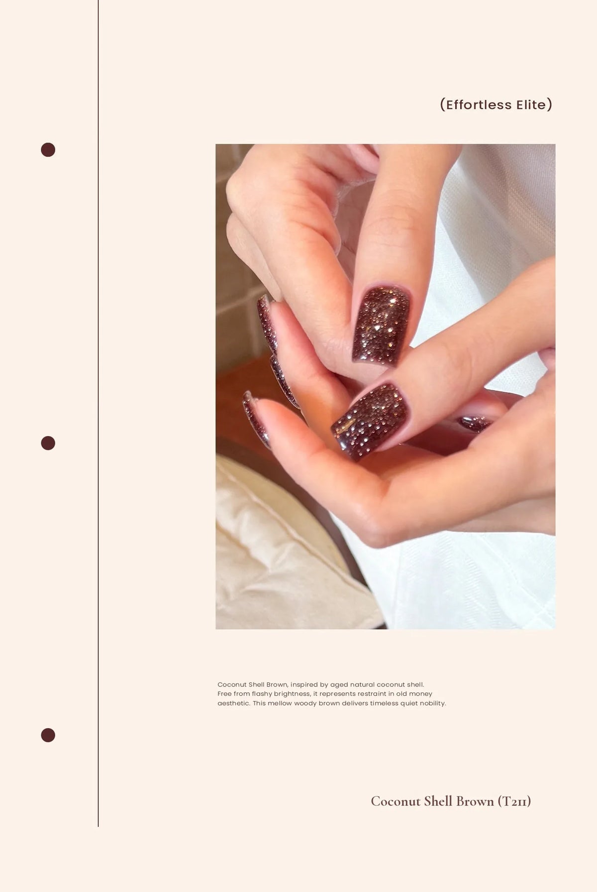 T211 Coconut Shell Brown glitter close-up