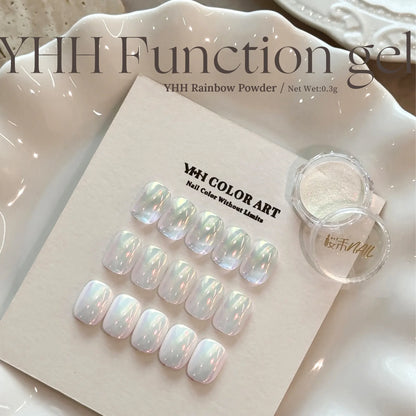 YHH Rainbow Powder jar with its swatch card