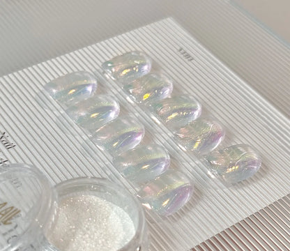 Rainbow chrome tips with an open jar of powder