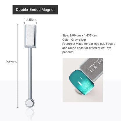 P076 double-ended cat-eye magnet with square and round ends, 9.89 cm