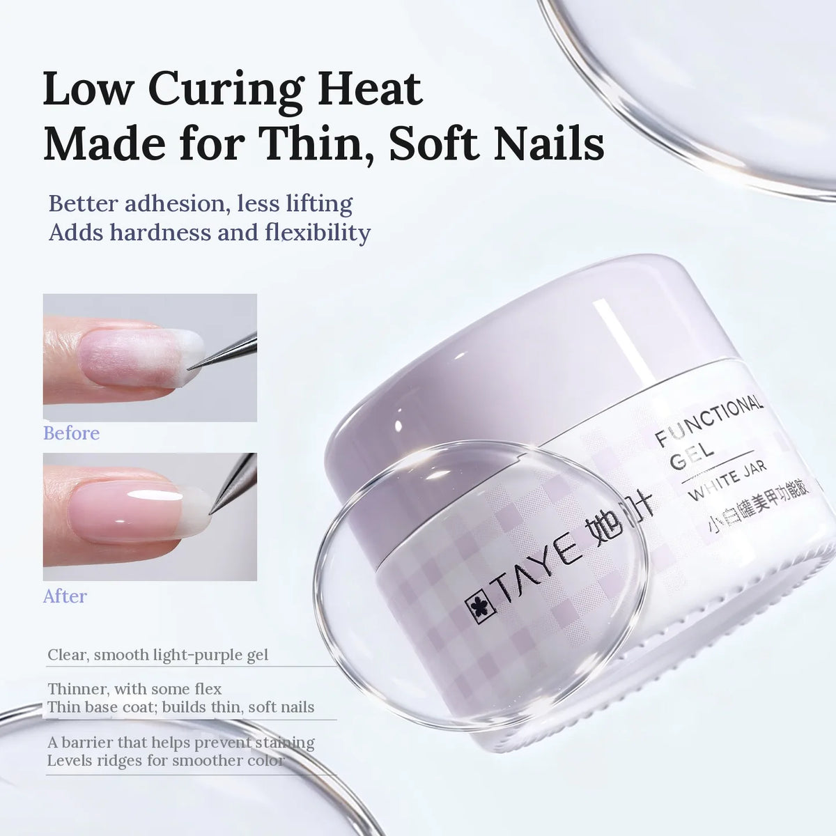 TAYE 001 Builder Base Gel 3.0, light-purple jar