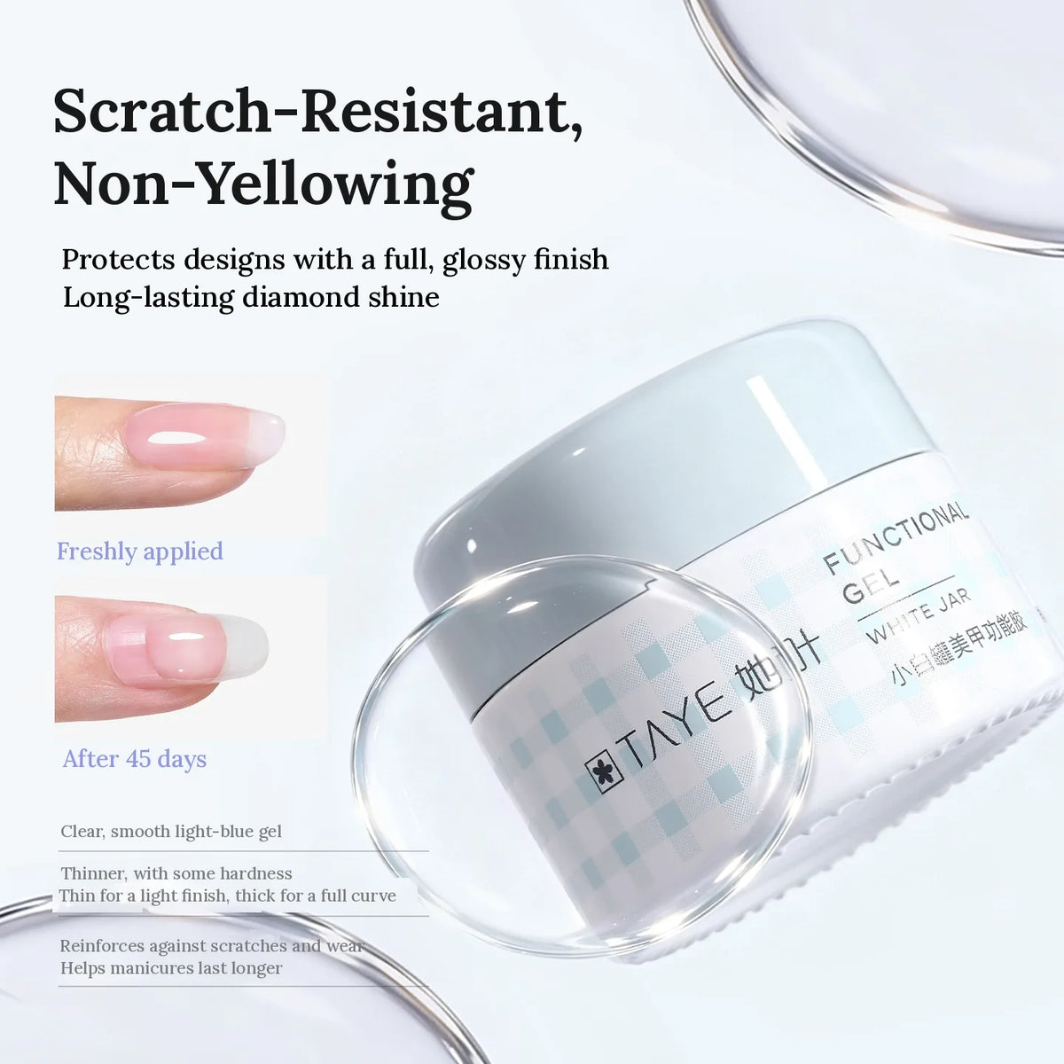 TAYE 003 Diamond Shine Top Coat 3.0, light-blue jar