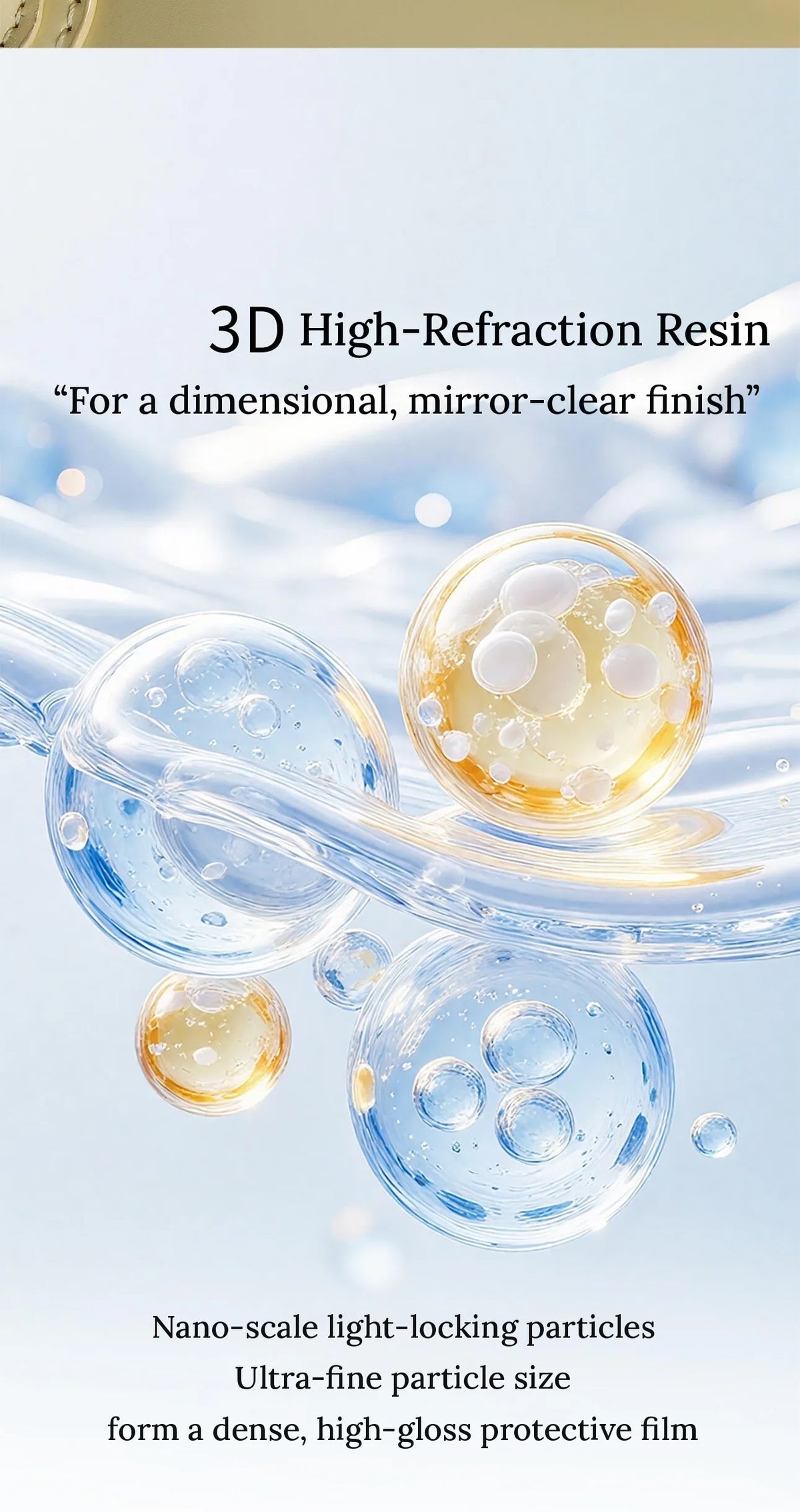 High-refraction resin bubbles illustration