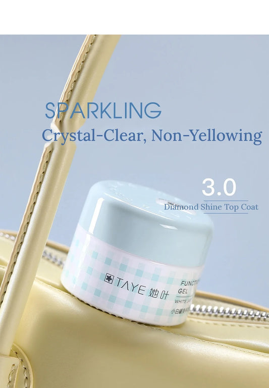 TAYE 3.0 Diamond Shine Top Coat jar: crystal-clear, non-yellowing
