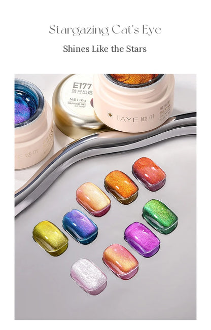 TAYE Stargazing (Chasing Light) cat eye gel 6 g jars with swatch tips