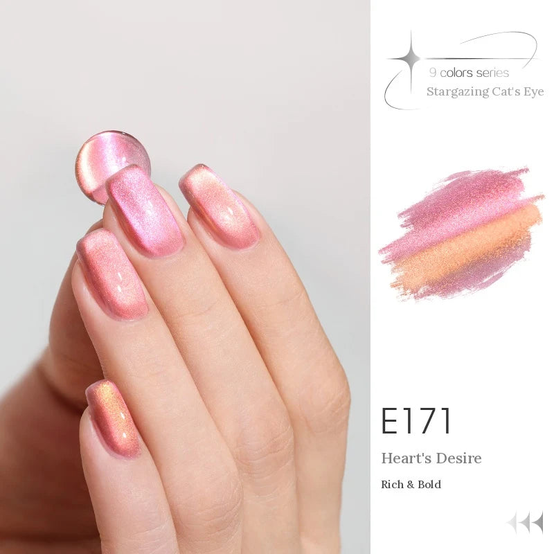 TAYE Stargazing (Chasing Light) cat eye gel E171 Heart's Desire, manicure and swatch