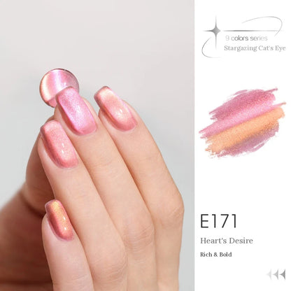 TAYE Stargazing (Chasing Light) cat eye gel E171 Heart's Desire, manicure and swatch