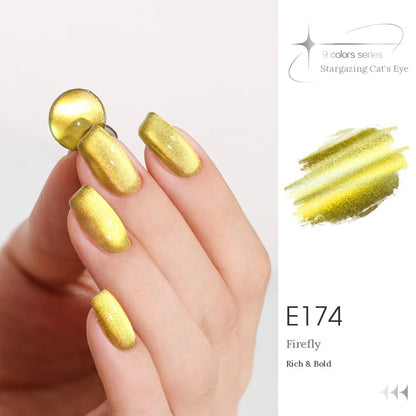 TAYE Stargazing (Chasing Light) cat eye gel E174 Firefly, manicure and swatch