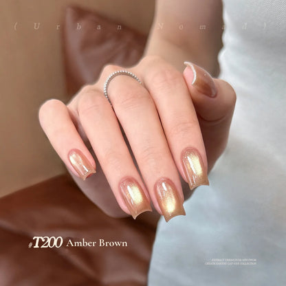 TAYE Urban Nomad T200 Amber Brown cat eye gel polish on nails