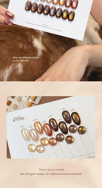 Urban Nomad cat eye swatches on a card and swatch sticks